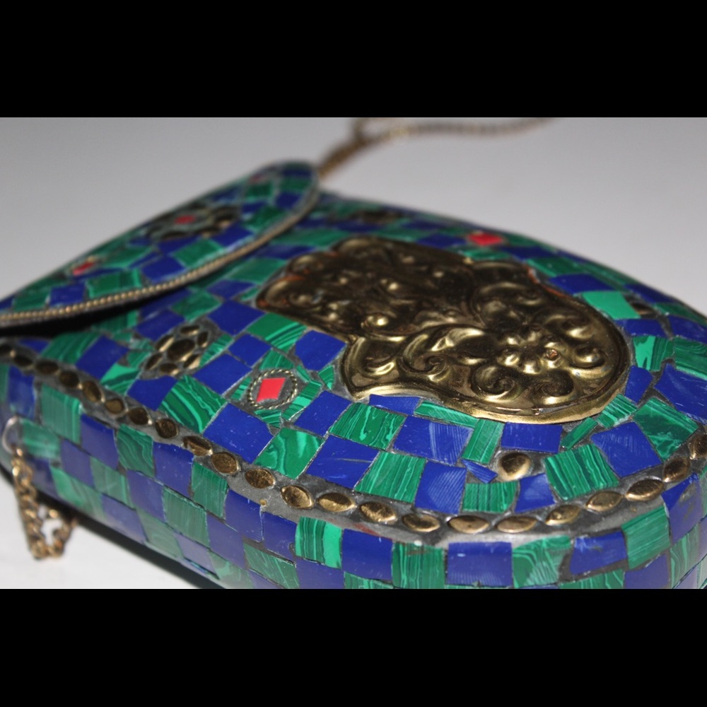 Vintage Metal Bronze Crossbody on Chain